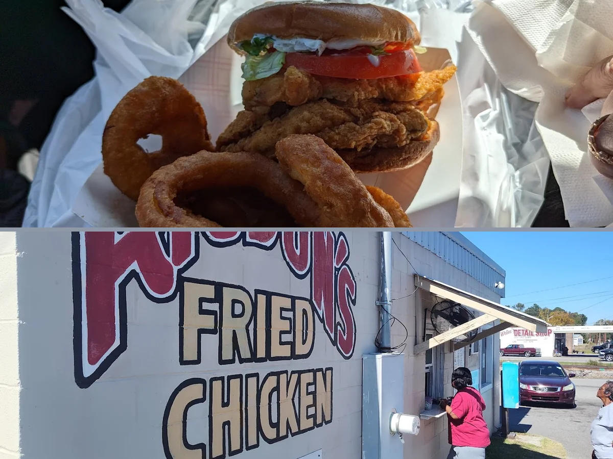 Crispy chicken pieces beside coleslaw and fries.