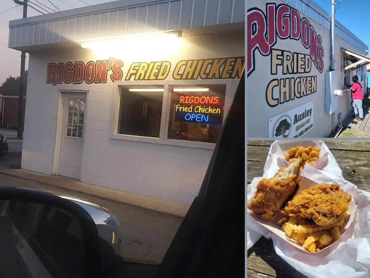 Crispy chicken pieces beside coleslaw and fries.